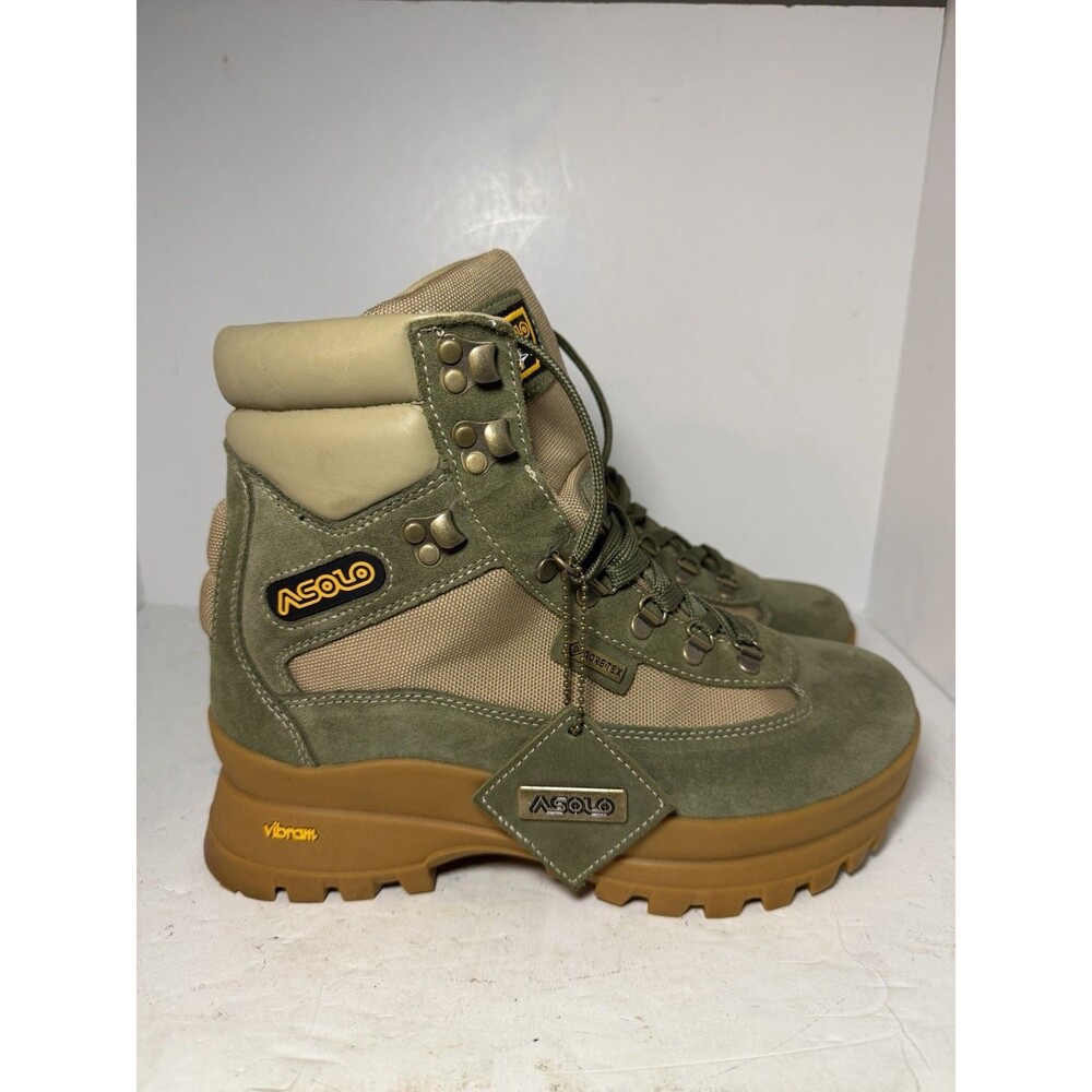 ASOLO Swamp GTX Waterproof Boots Men Size 8 Green Sand Suede Manmade AS-603-5